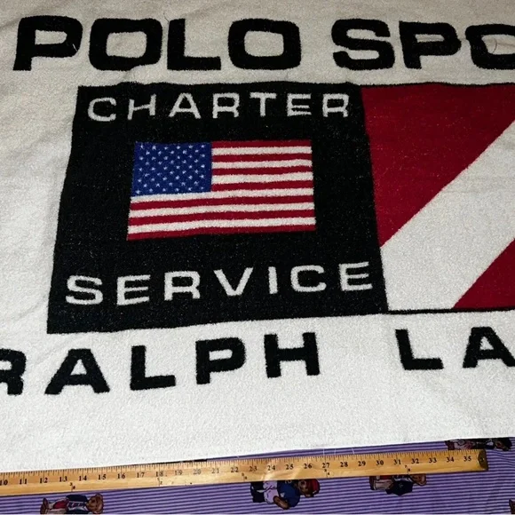 Polo Sport Ralph Lauren Vintage Beach Towel USA RL “Charter Service” Beach Towels